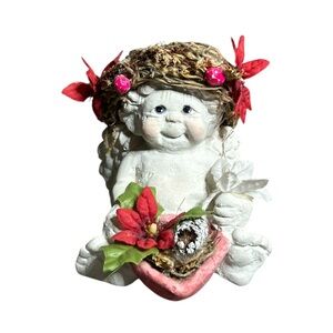 Dreamsicles Christmas Poinsettia Wildflower Cherub Figurine